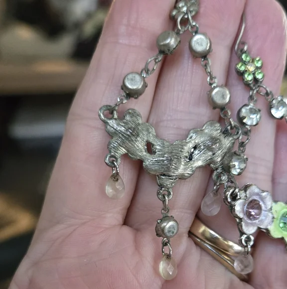 Floral Crystal Vintage Chandelier Earrings - Picture 5 of 5